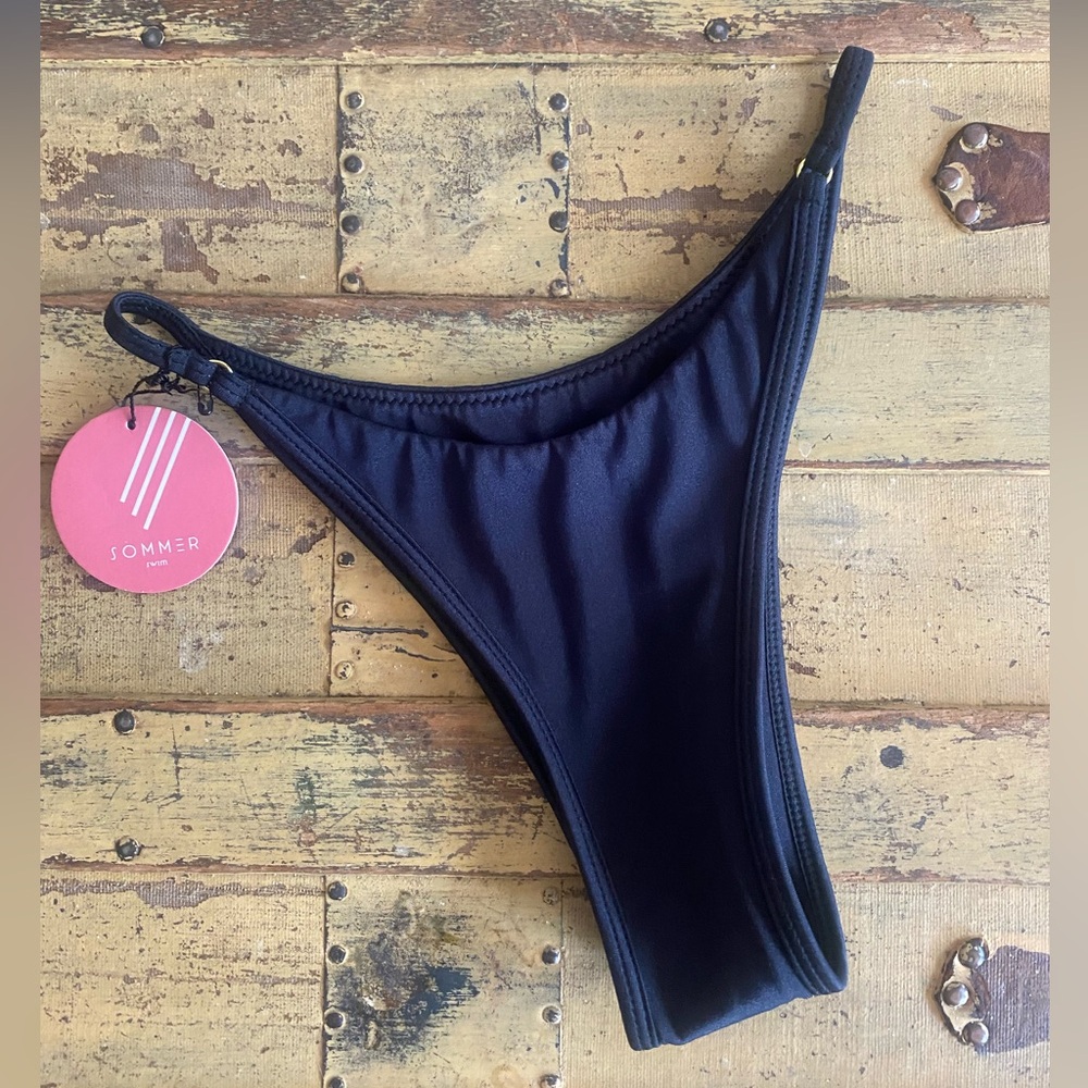 SOMMER SWIM BIKINI BOTTOMS BLACK BRAZILIAN NWT - Picture 2 of 15